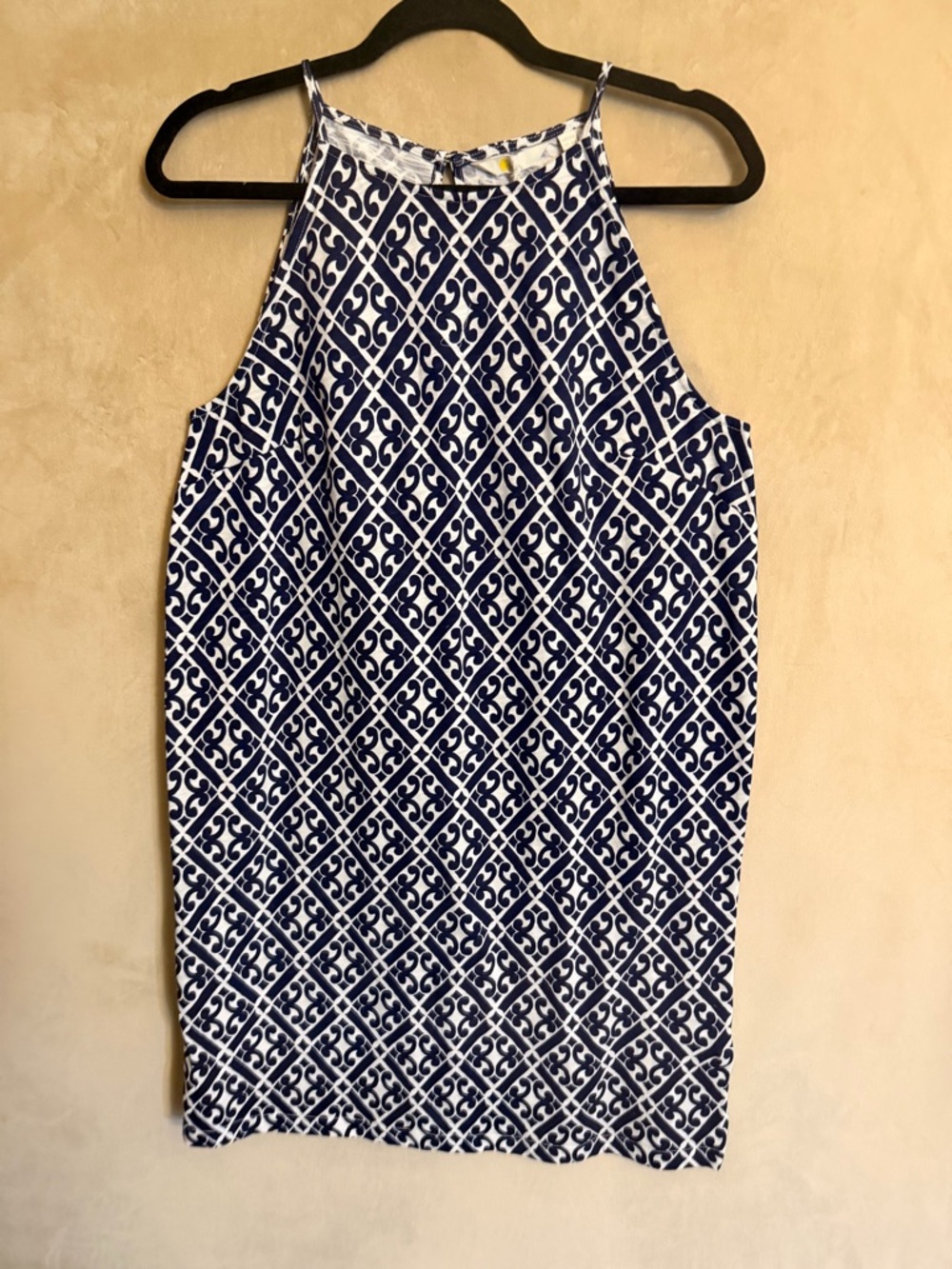 Boden Navy and White Geometric Halter Dress